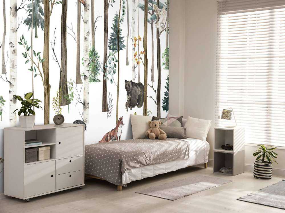 Gezeichneter Wald mit Herbsttieren