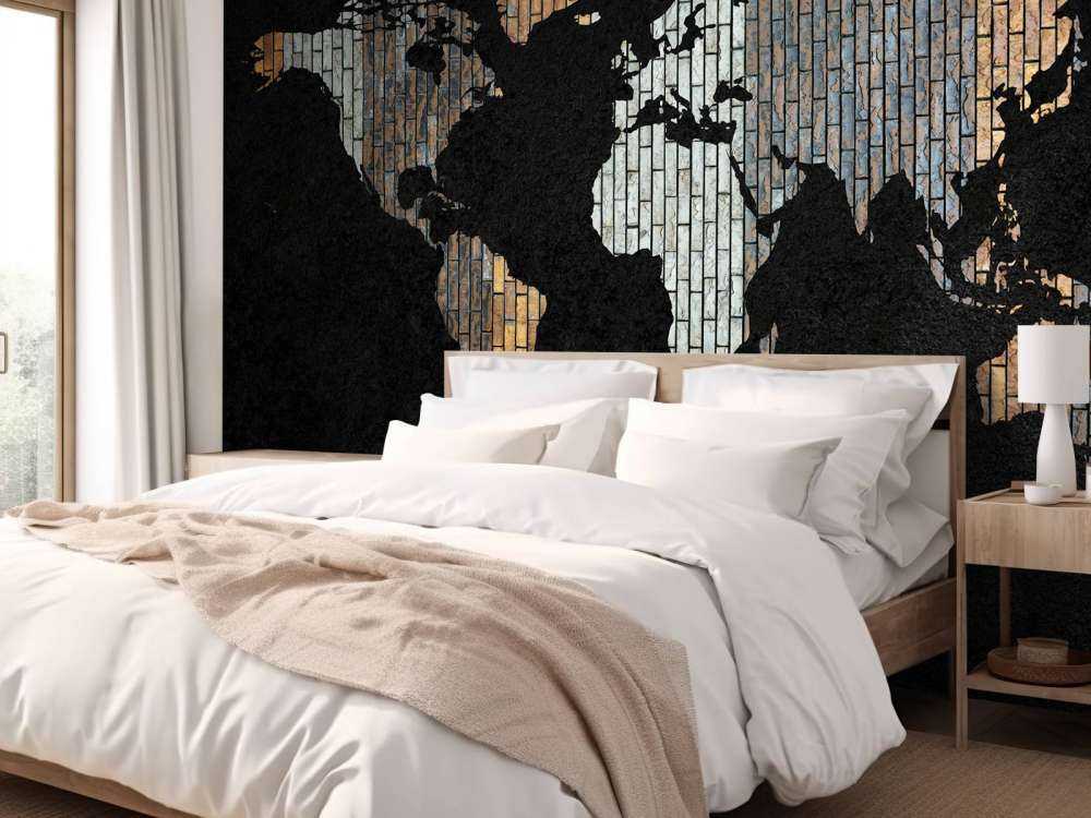 Weltkarte mit vertikalen Steinen