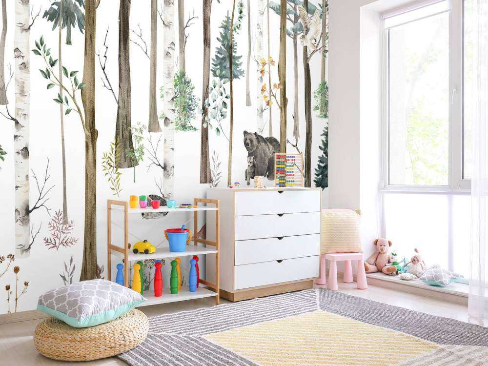 Gezeichneter Wald mit Herbsttieren