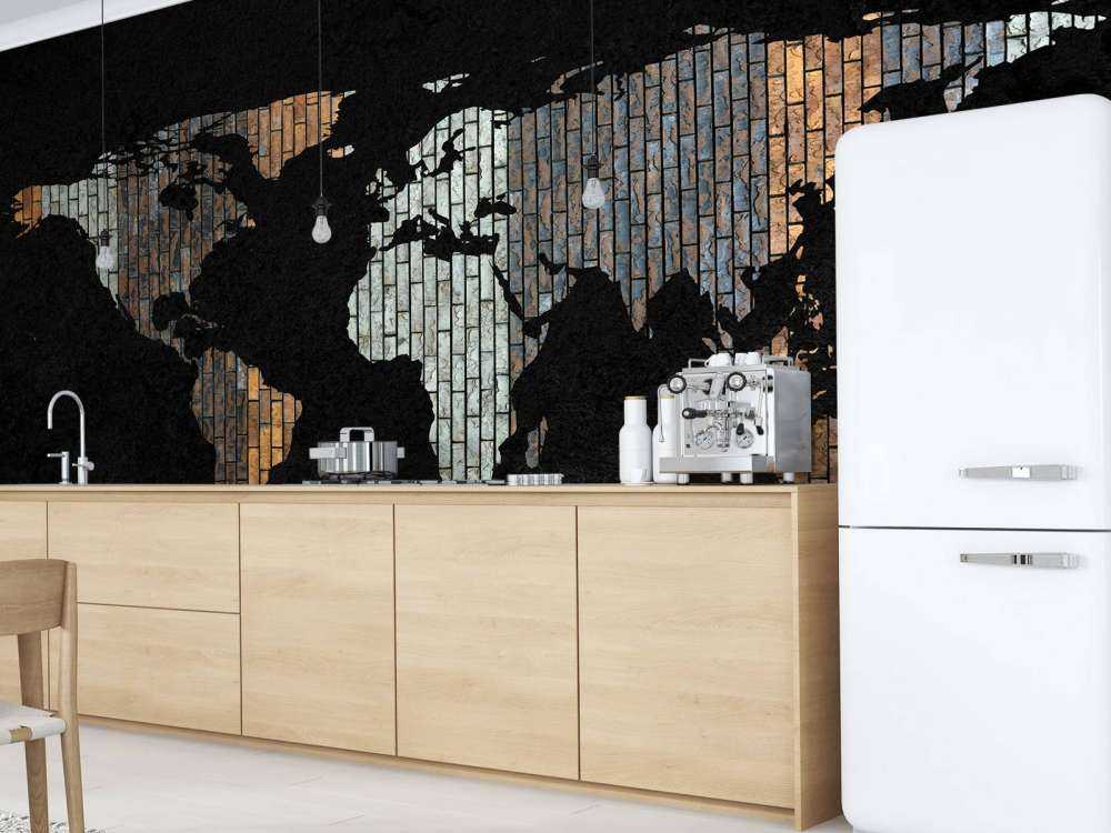 Weltkarte mit vertikalen Steinen