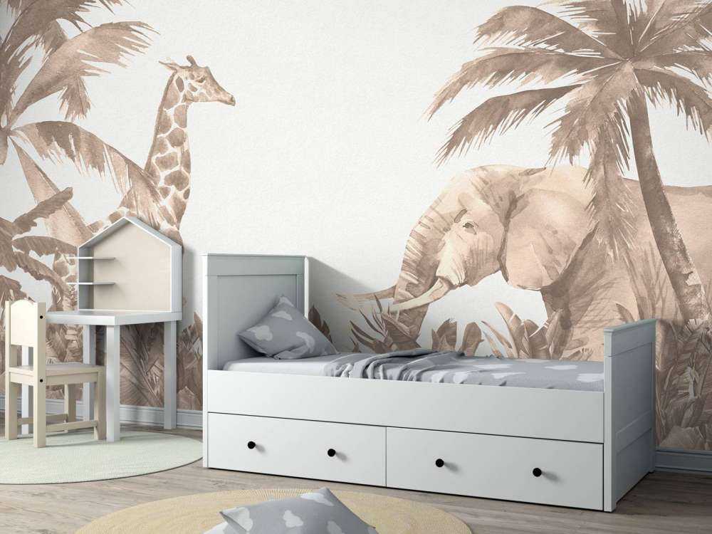 Verschiedene Dschungeltiere in Taupe