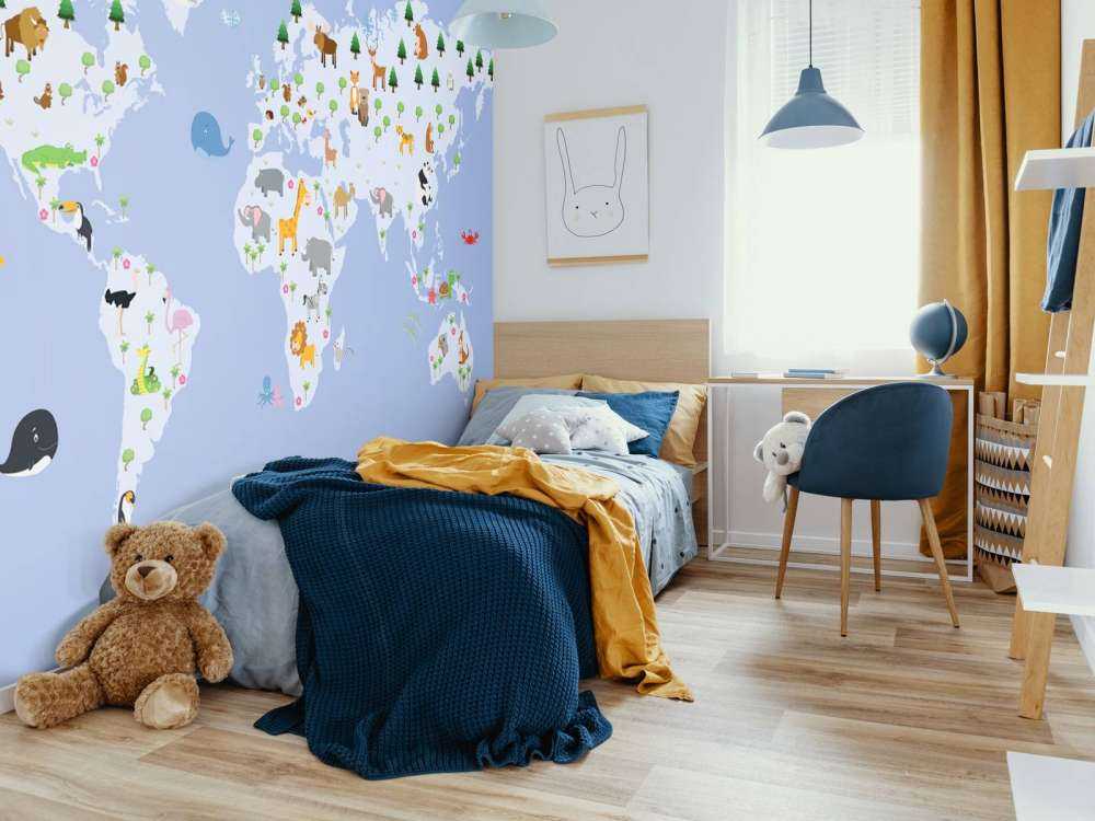 Kinder Weltkarte blau