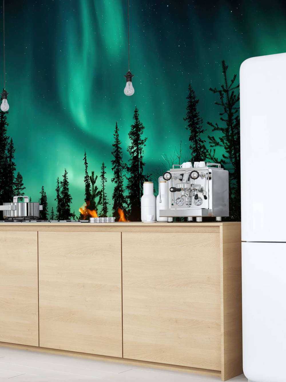 Lagerfeuer unter dem Nordlicht