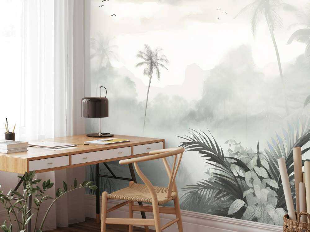 Nebelige Palmenhorizont