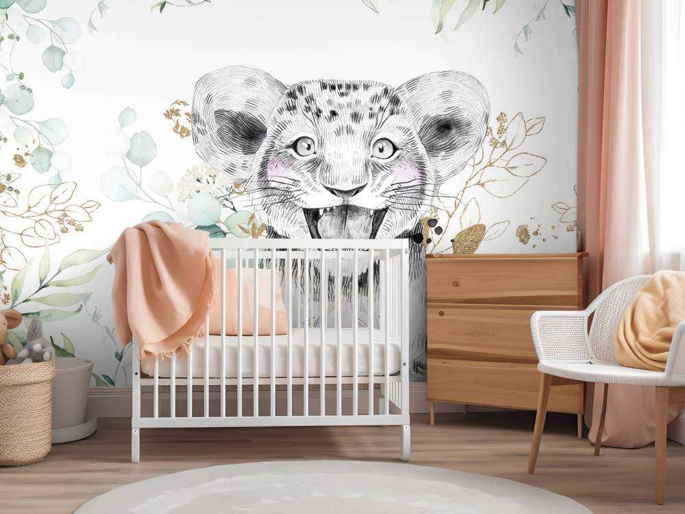 Baby-Löwe mit Minzblättern