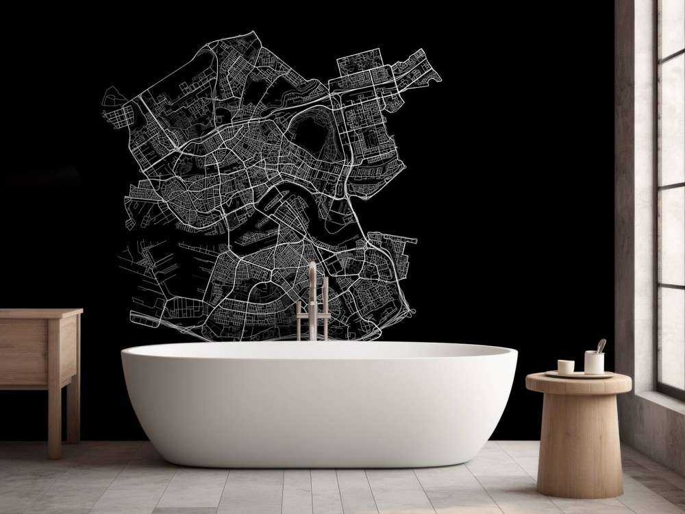 Karte von Rotterdam, schwarz