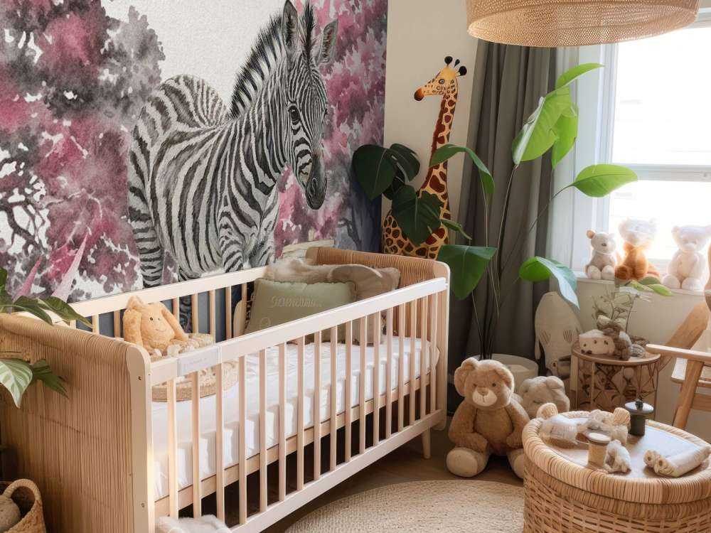 Junges Zebra in der Wildnis rosa