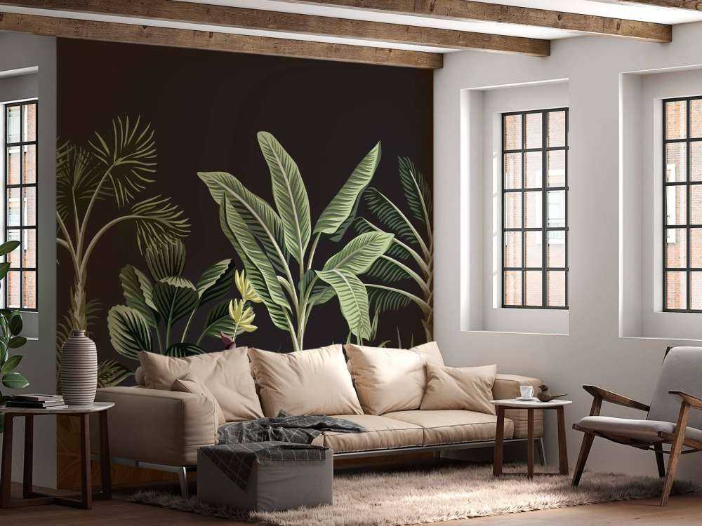 Tropische Palme auf dunklem Hintergrund