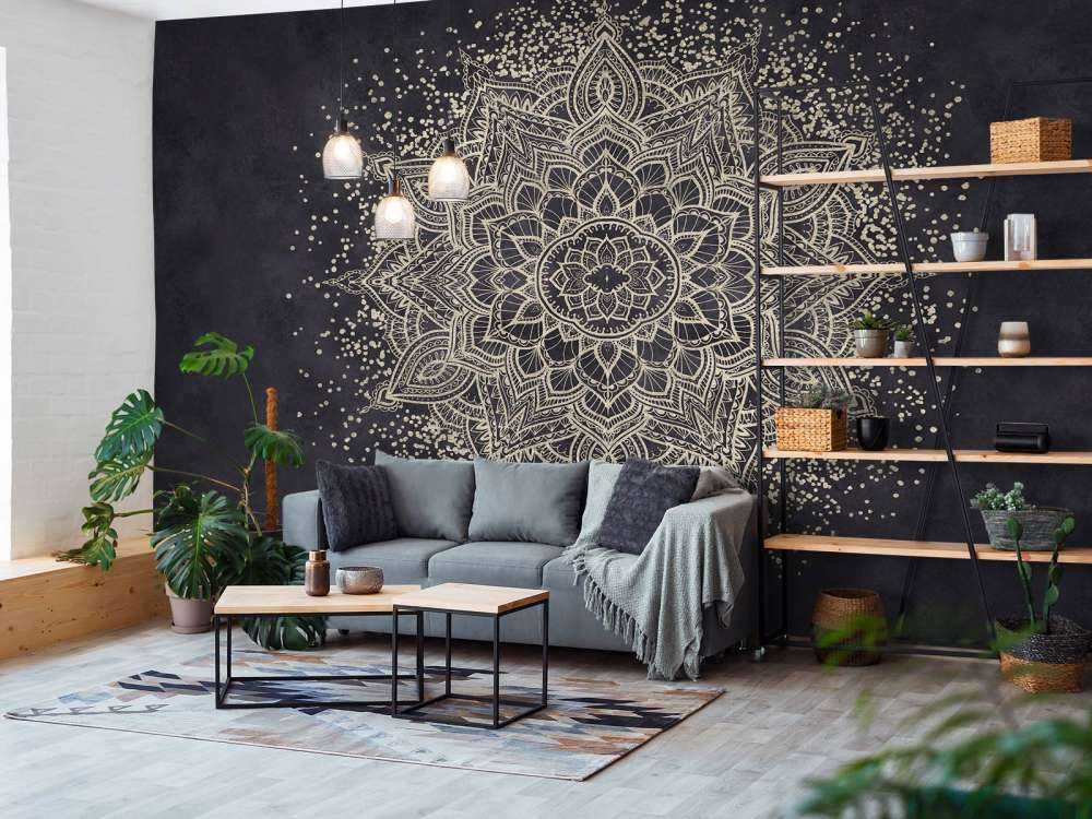 Golden Sparkling Mandala - dunkelmarine