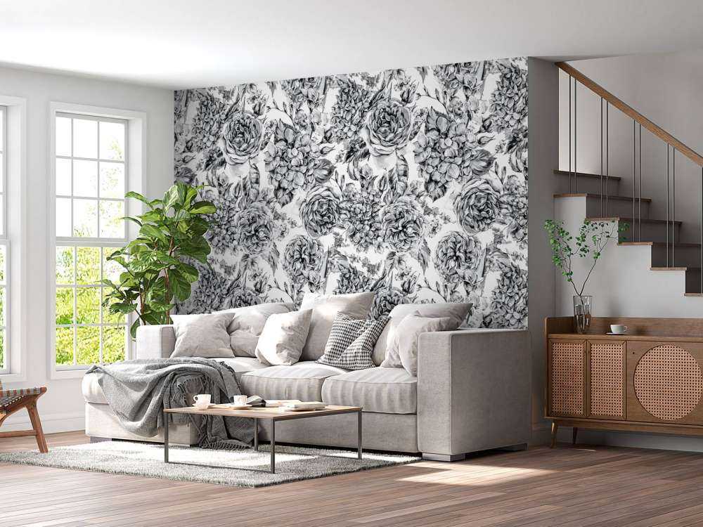 Schwarz-Weißer Blumengarten