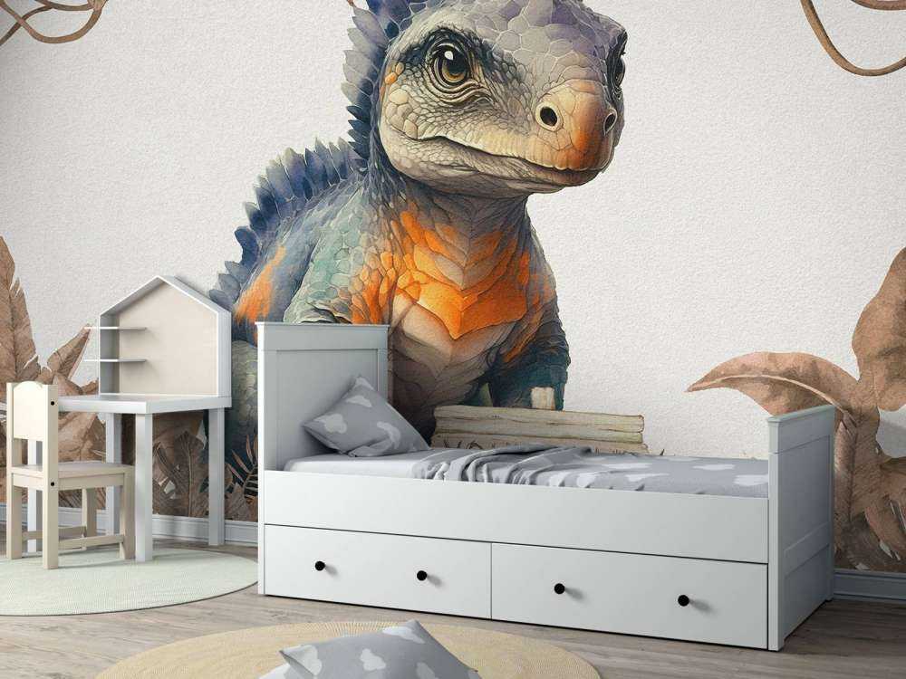 Baby-Ankylosaurus im taupefarbenen Dschungel