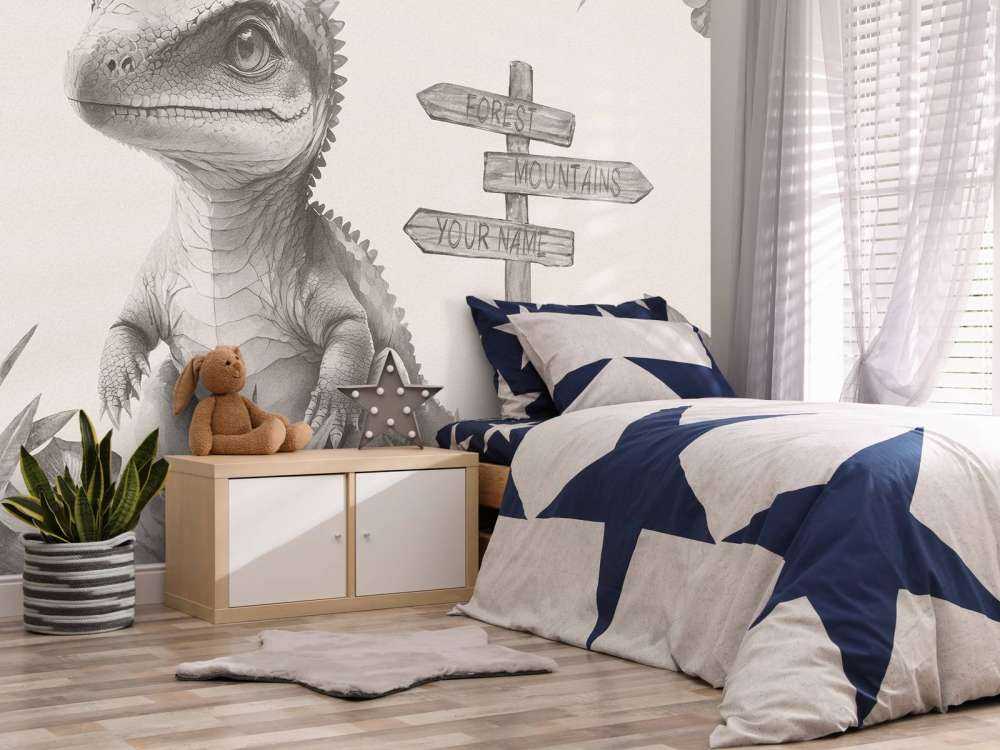 Baby-Spinosaurus im beigefarbenen Dschungel