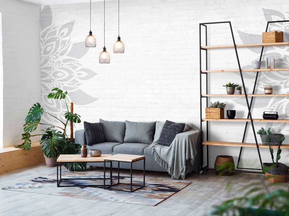 Grau Weiß Mandala Blüte