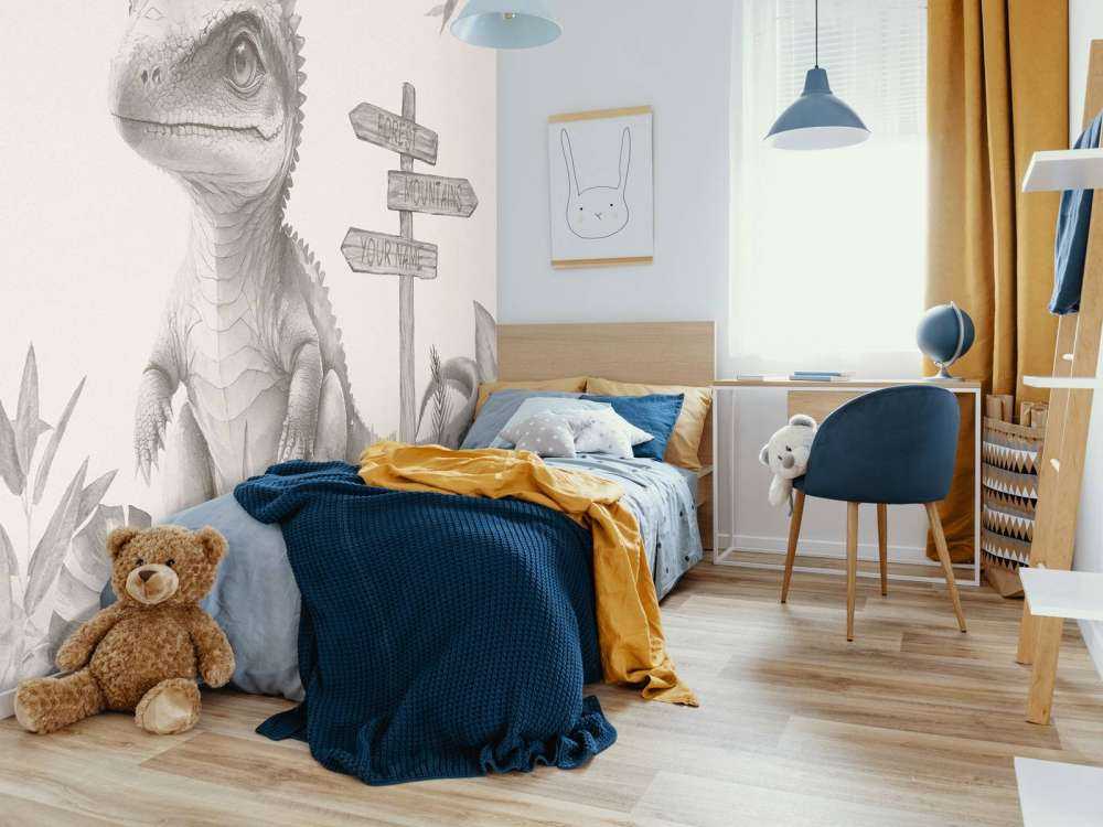 Baby-Spinosaurus im beigefarbenen Dschungel