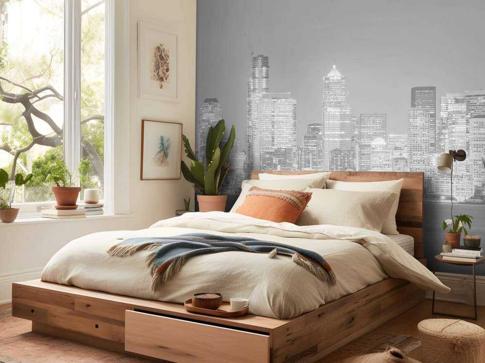 Skyline von Seattle in Schwarz und Weiß
