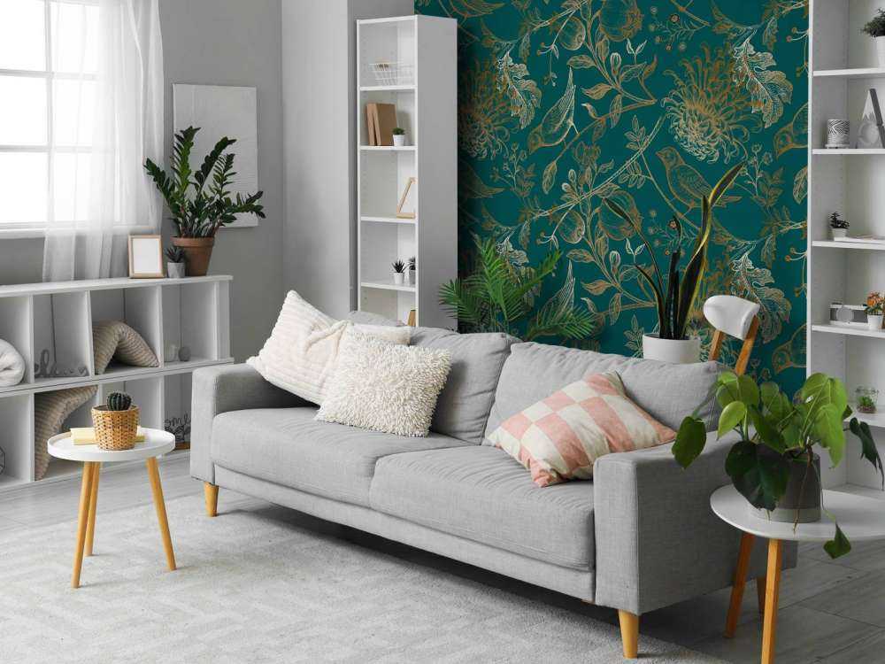 Chrysantheme und Vogelmuster