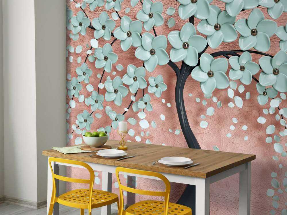 Schwarzer Fantasiebaum mit Minzblüten