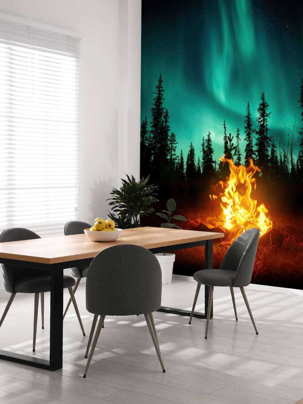 Lagerfeuer unter dem Nordlicht