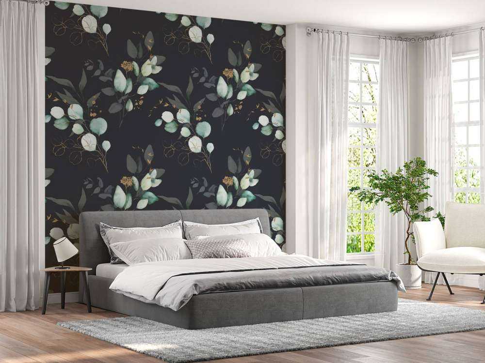 Dunkelblaue Blätter mit Gold