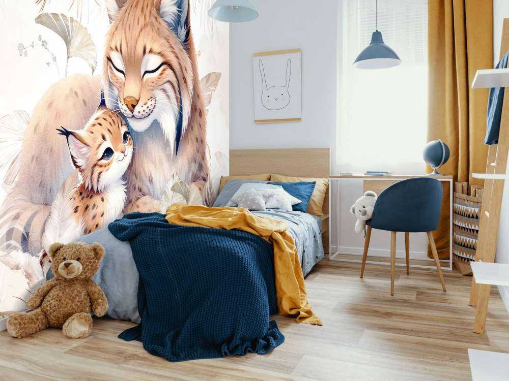 Liebende Luchs mit Jungem