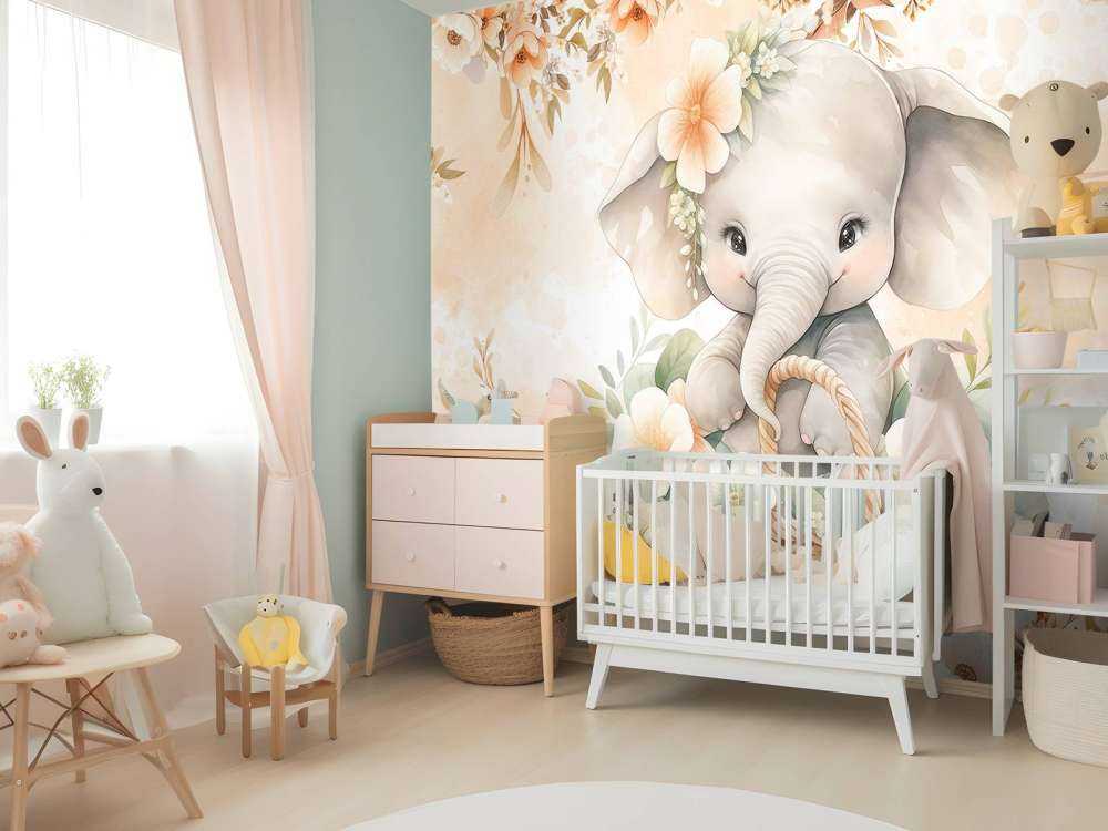 Schattenelefant im Blumenkorb