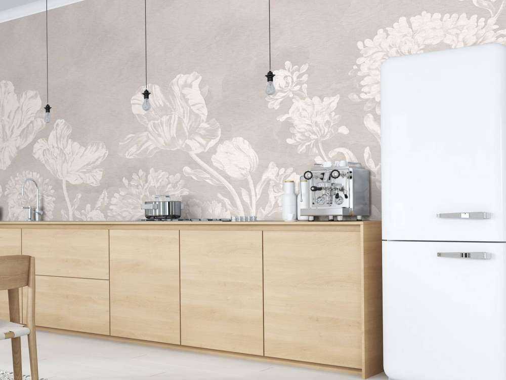 Barocke Blumenlandschaft - greige