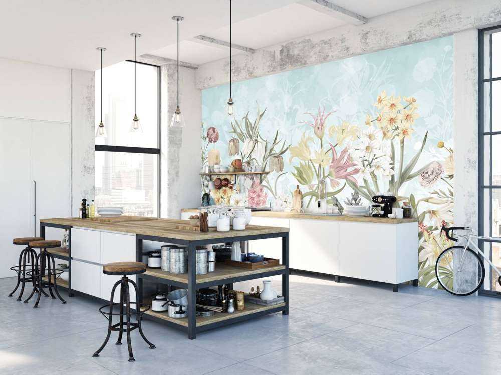 Frühjahrsblumen - Nebeliges Aqua