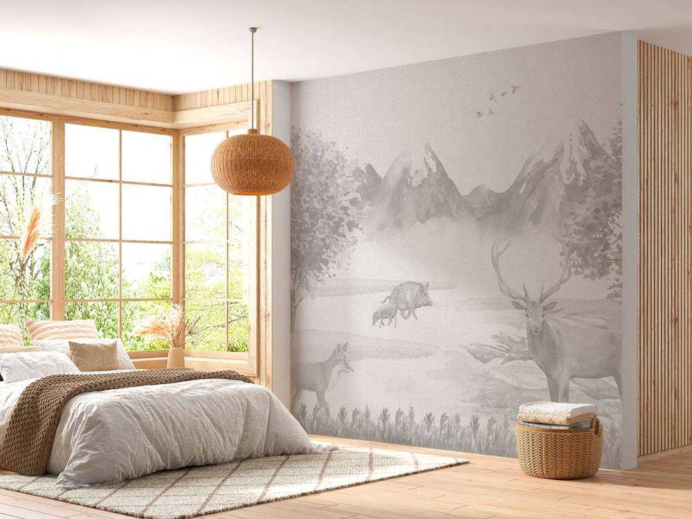 Waldtiere in Grautönen