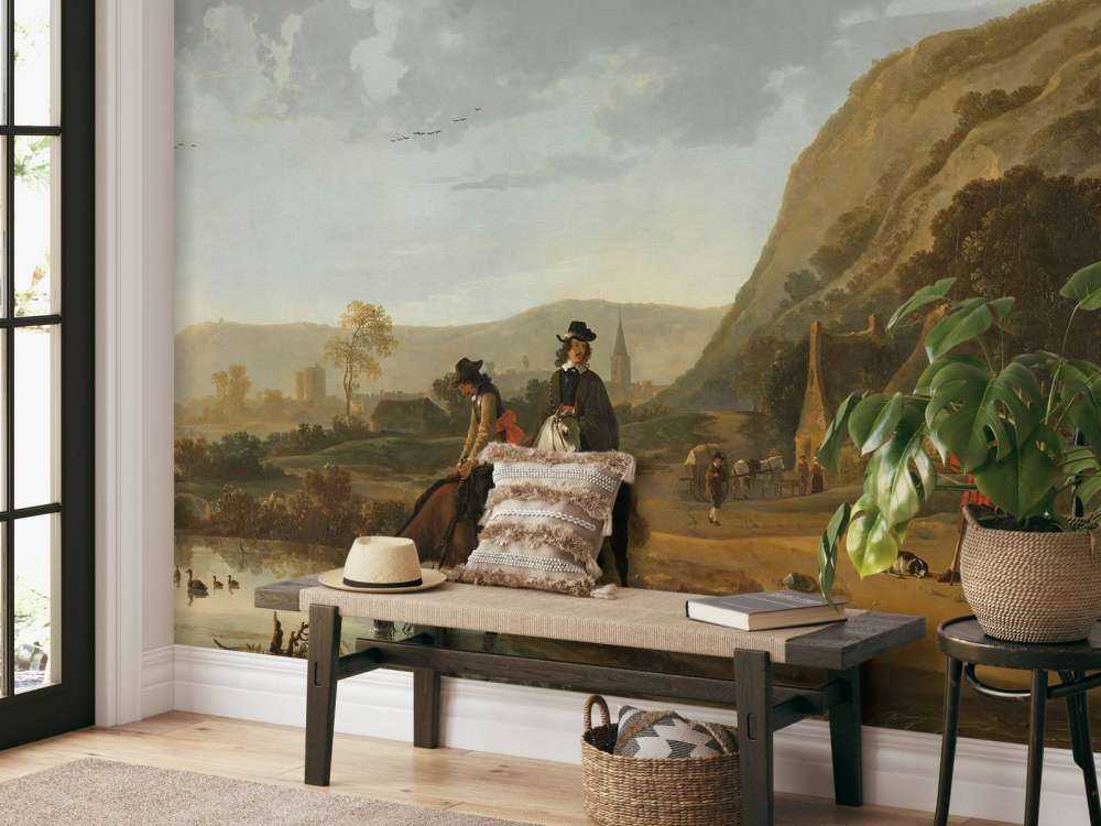 Flusslandschaft mit Reitern
