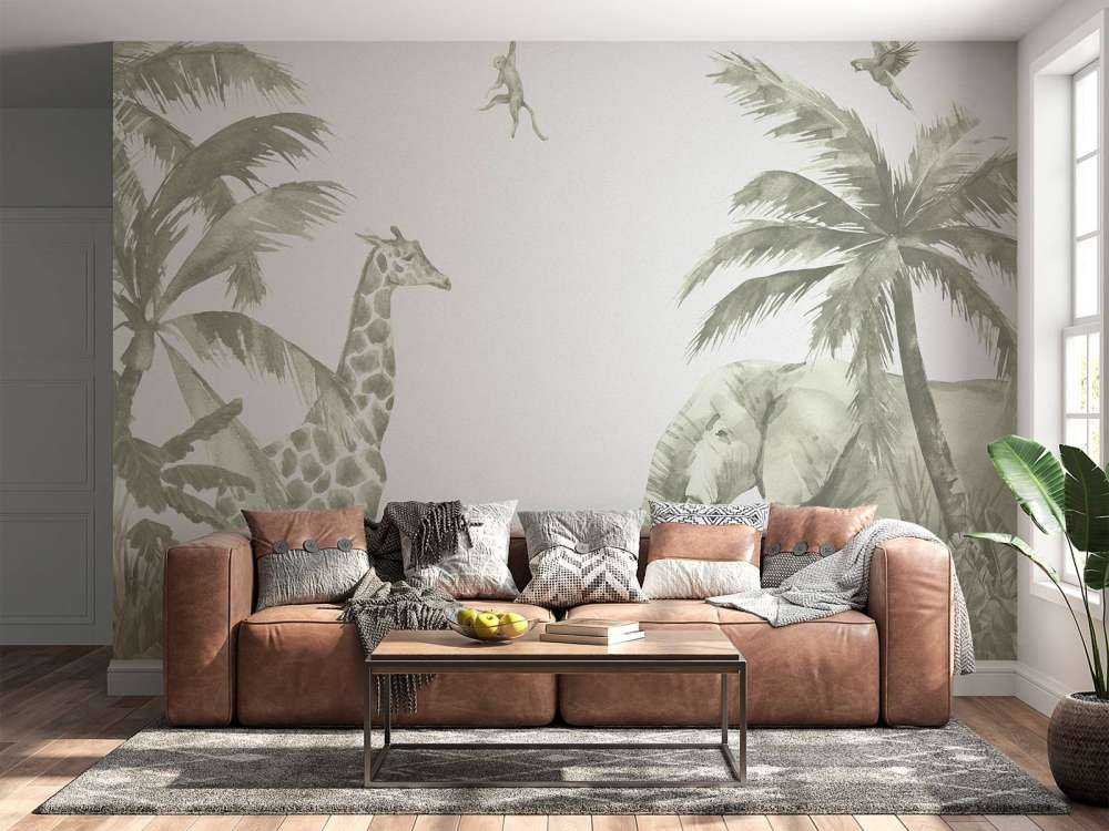 Verschiedene Dschungeltiere in Grün