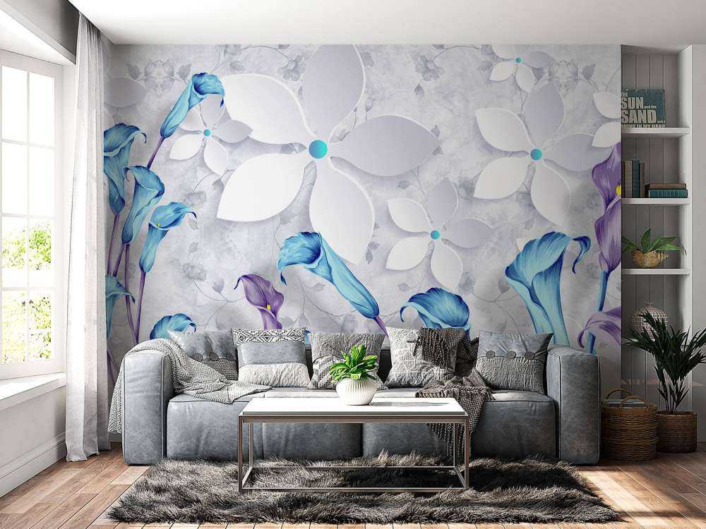 Blaue weiße Blumen