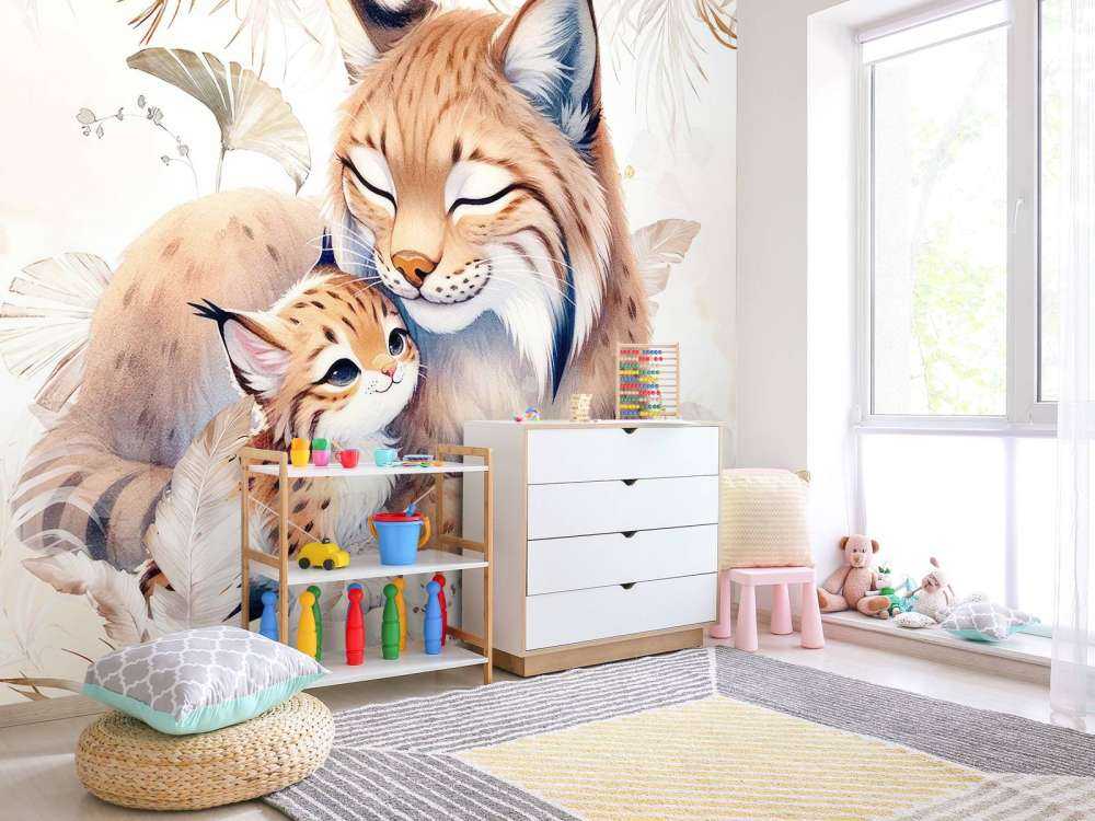 Liebende Luchs mit Jungem
