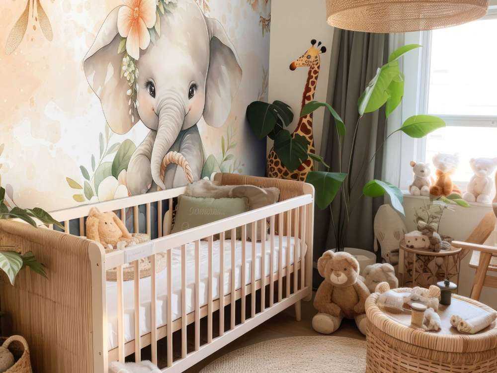 Schattenelefant im Blumenkorb