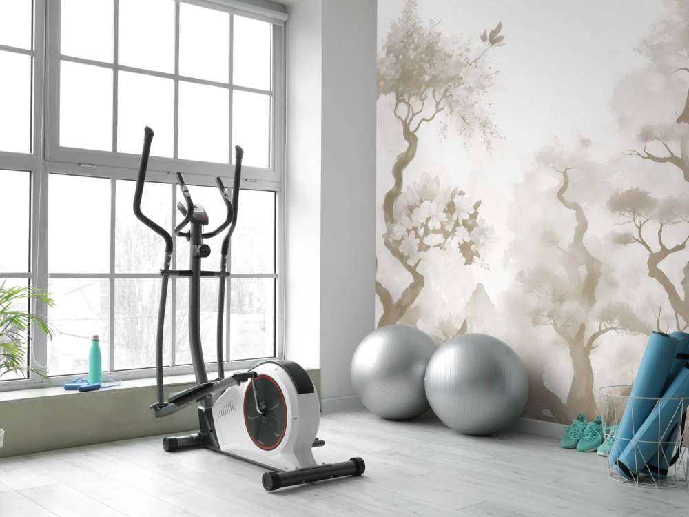 Blühende Bäume Grau