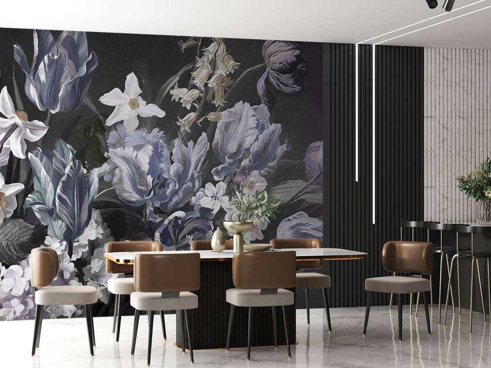 Strauß mit blauen Pfingstrosen