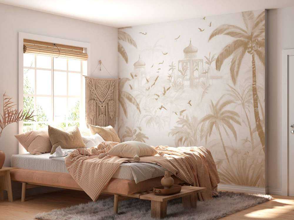 Orientalischer Garten bei Tagesanbruch, taupe
