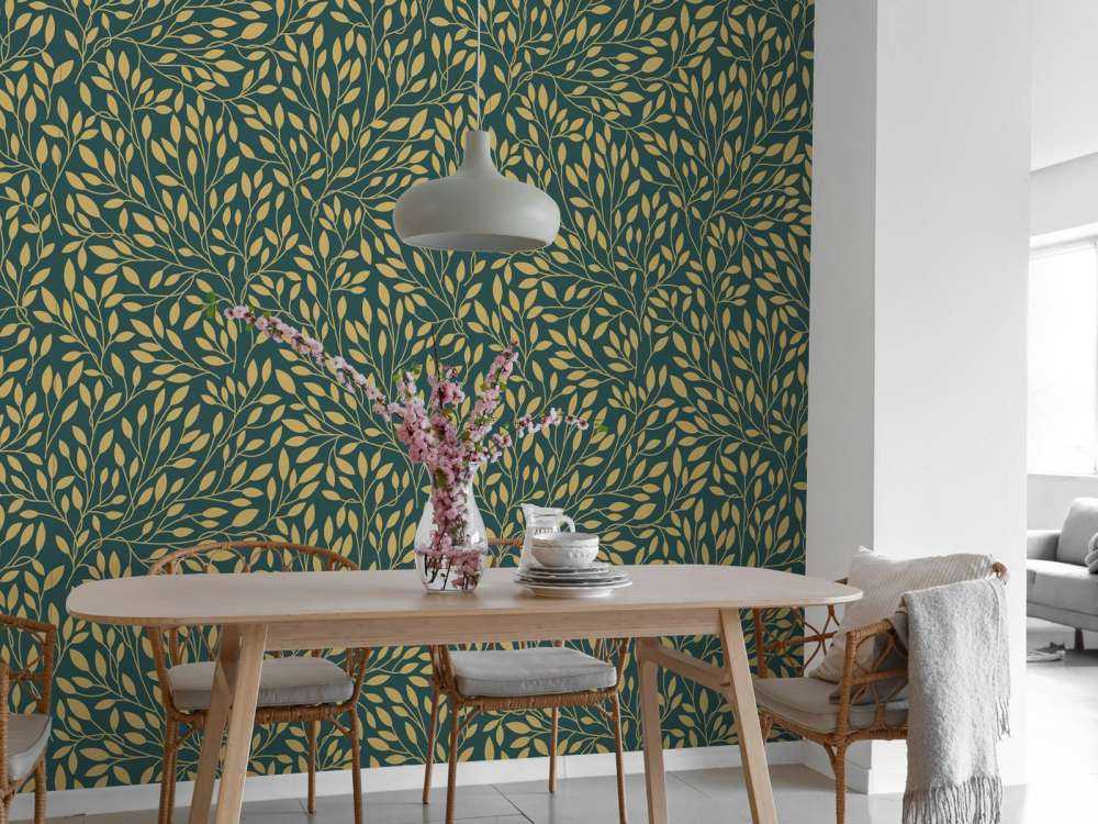 Luxuriöses Blumenmuster Gelbgold