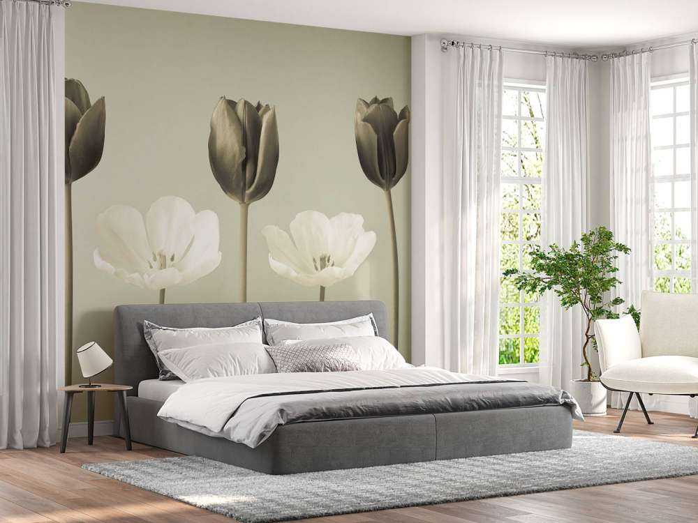 Tulpen in einer Reihe