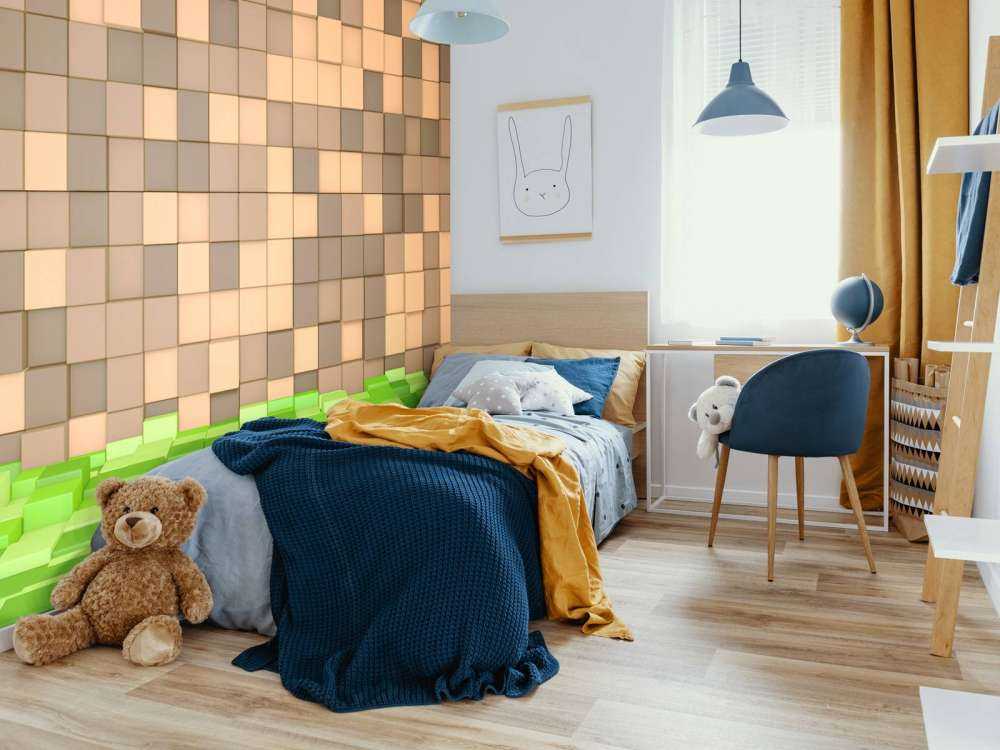 3D Minecraft Landschaft mit braunen Blöcken