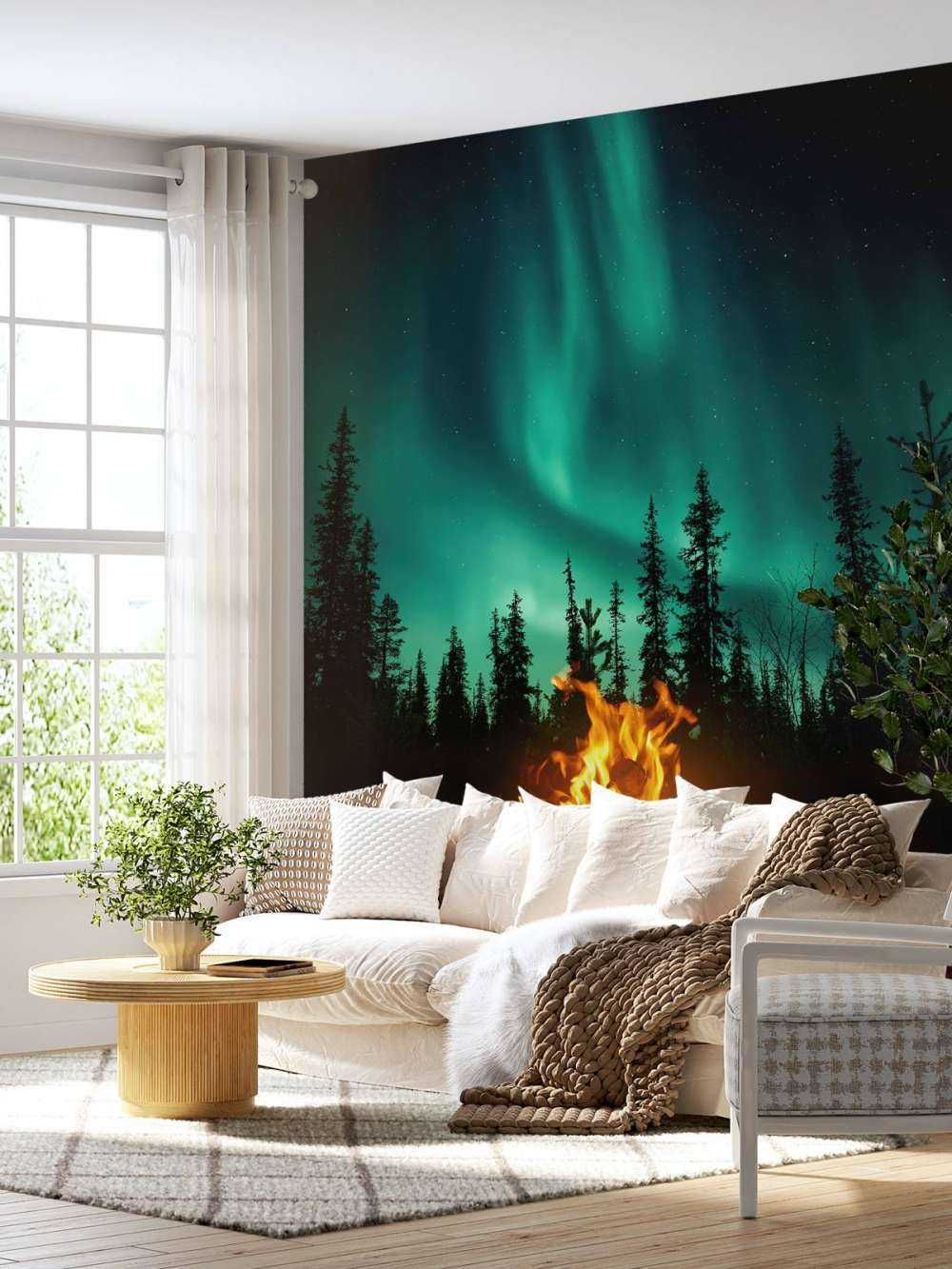 Lagerfeuer unter dem Nordlicht