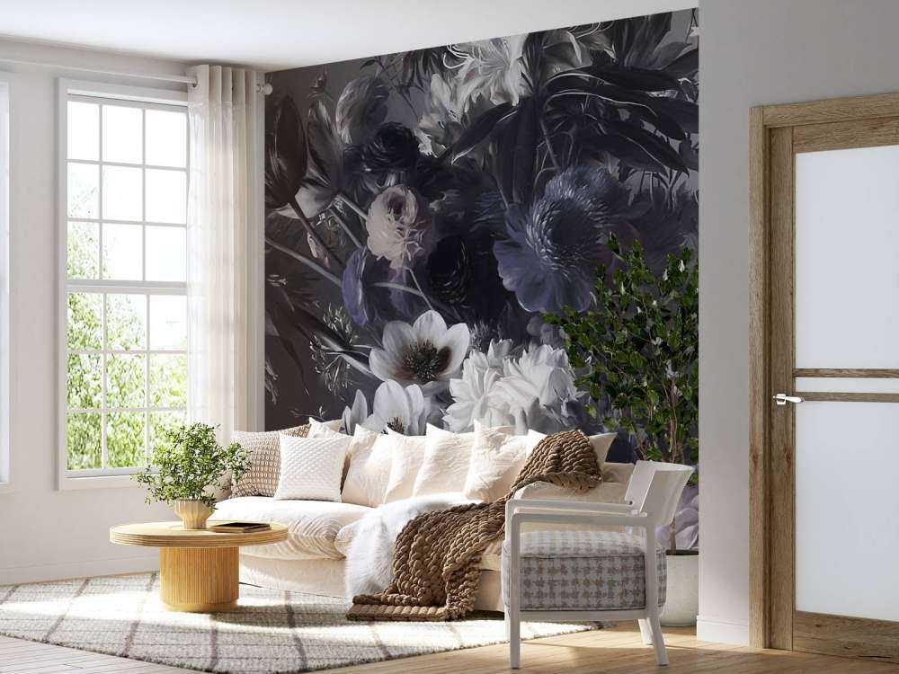 Großer Strauß mit Anemonen Blau