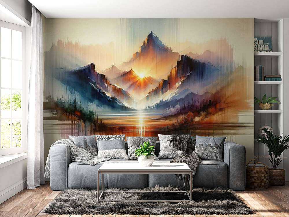 Aquarell Abstrakte Berglandschaft