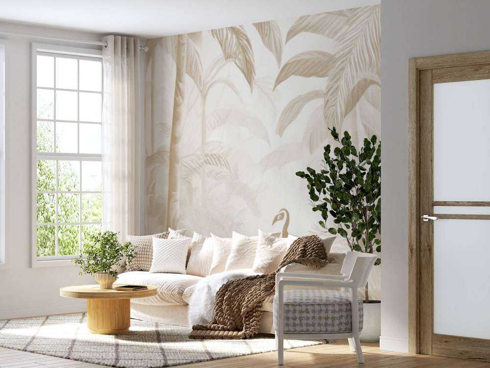 Verborgener Dschungel mit Ibis, taupe