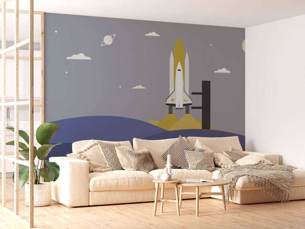 Raketenstart zwischen den Hügeln