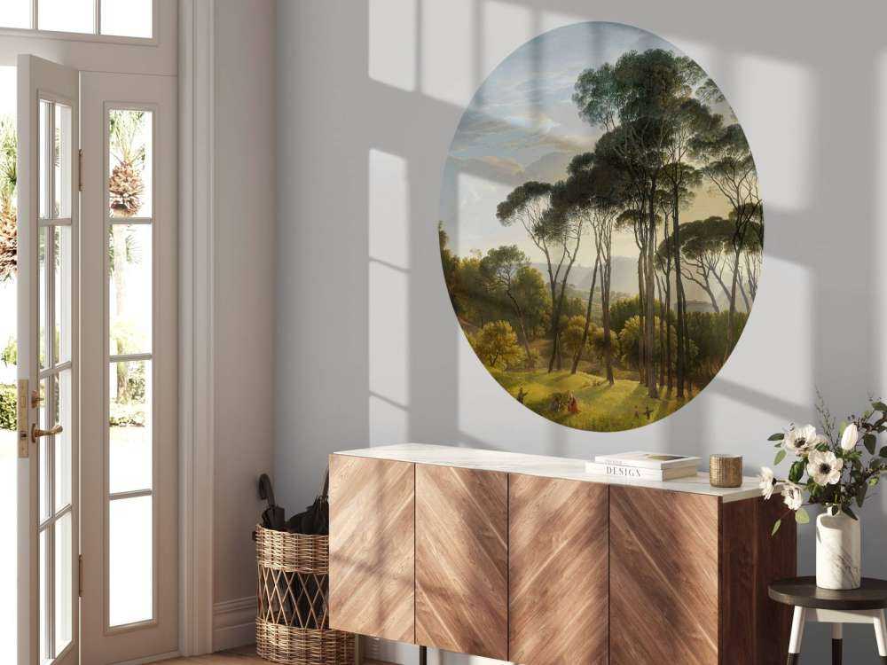 Italienische Landschaft mit Schirm Kiefern auf Fototapete