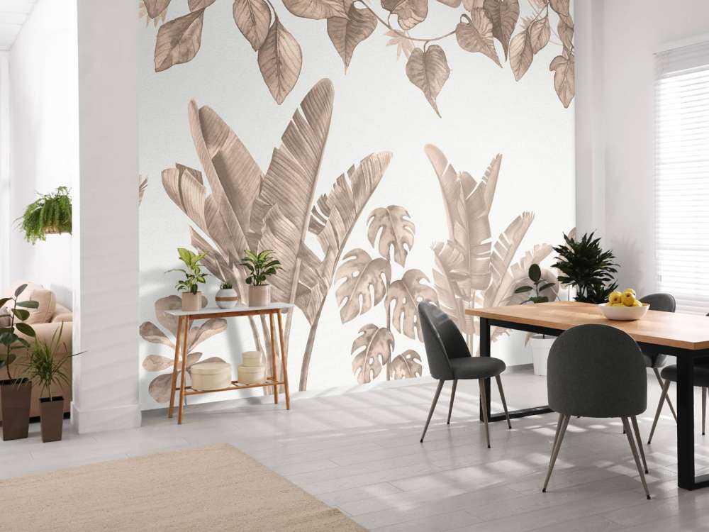 Dschungelblätter in Taupe