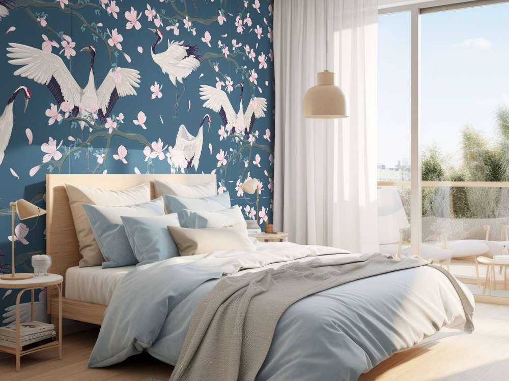 Kraniche mit Magnolien