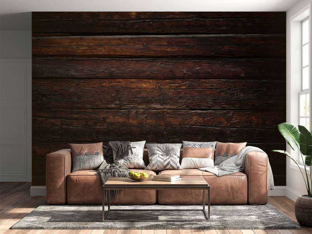 Wand aus dunklem Holz