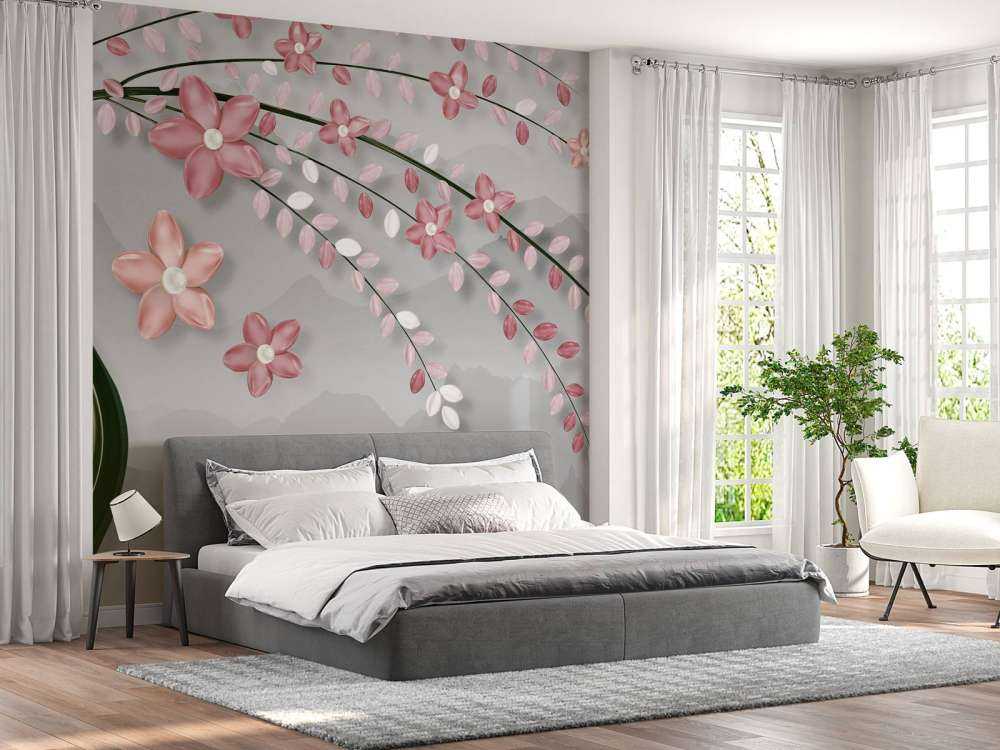 3D-Baum mit rosa Blumen