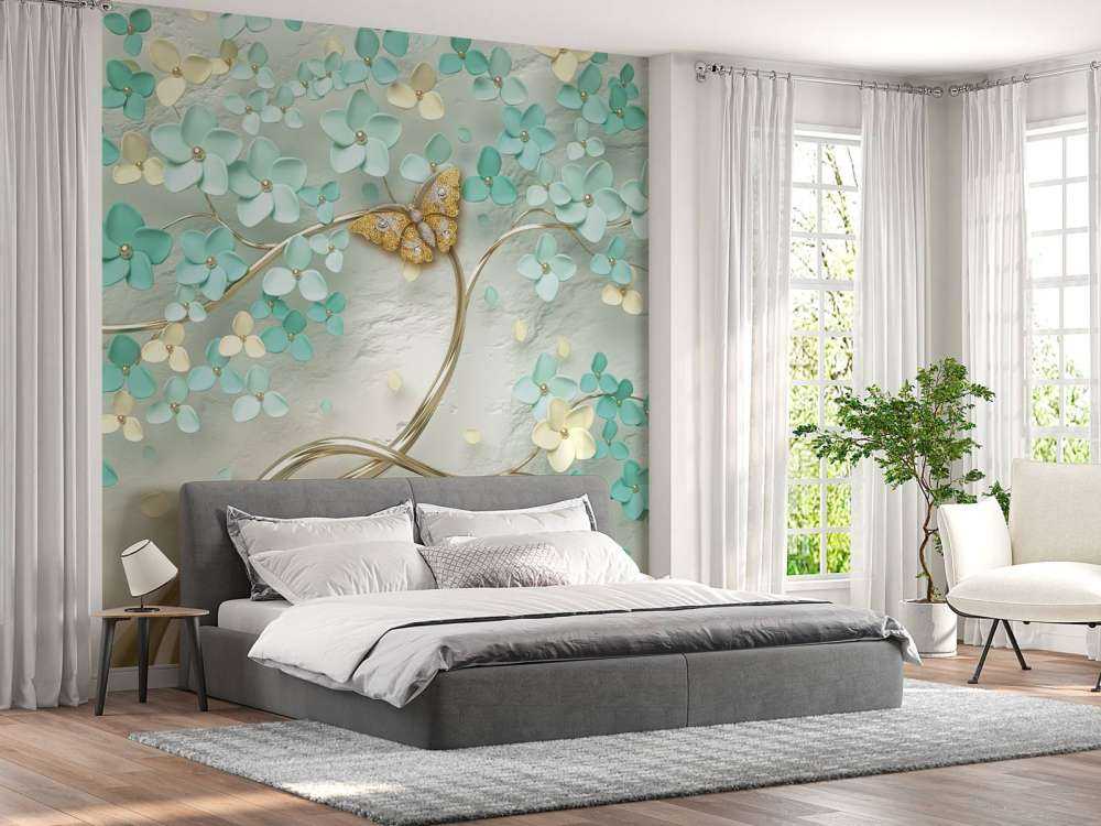 Goldene Fantasie Baum mit grünen Blumen